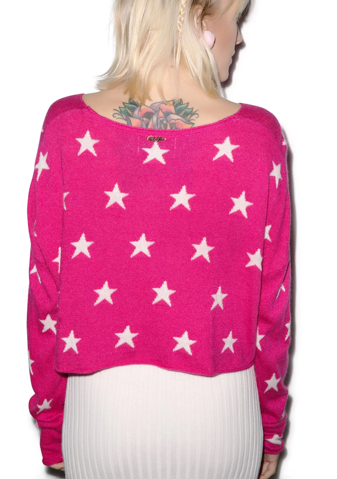 Starlight Cropped Billy Sweater - Dark Pink - Image 10